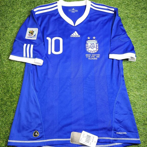 Messi Argentina 2010 WORLD CUP Away Soccer Jersey Shirt BNWT L SKU# P47053